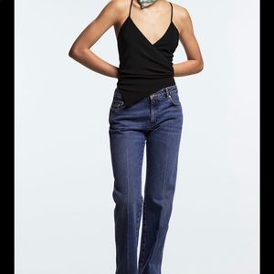 Black Strappy Draped Bodysuit, size M